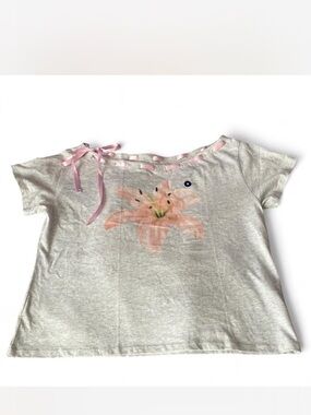 Hollister Easy Off-The-Shoulder Tie Hibiscus T-Shirt